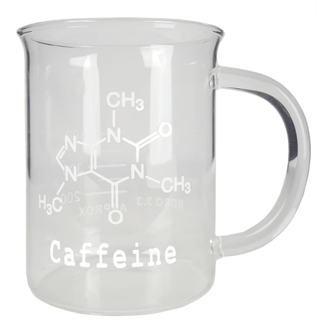 Beaker Mug 500ml with Caffeine Symbol Borosilicate Glass