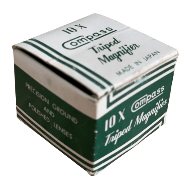 Vintage Tripod Magnifier 10x, Glass Lens, Used, Magnifying Glass, Gifts & Fun Stuff, Instructional, U-TRI10x, Green Box
