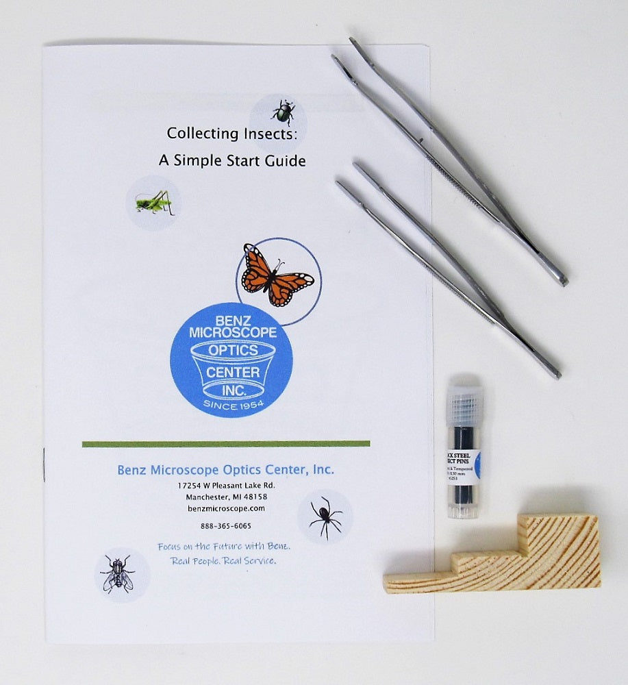 Insect Pinning Set, 5 pc with Guide, Pins, Forceps and Block