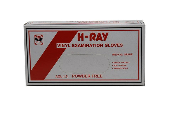 H-Ray Vinyl Gloves, Powder Free, Large, Box of 100 (50076) - Benz Microscope Optics Center - Laboratory Supplies