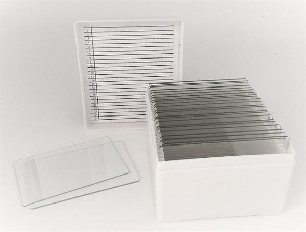 Large Format 3" x 2" Glass Microscope Slides in Storage Case, 25 Count. Laboratory Supplies_Slides and Accessories SKU210/25C