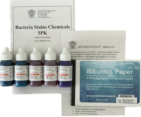 Slide Stains: Bacteria Stains Kit, 5pk (#BB002-SET)