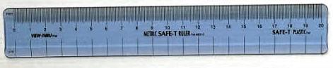 Metric Safe-T Ruler, Shatter Resistant Plastic, Icy Blue