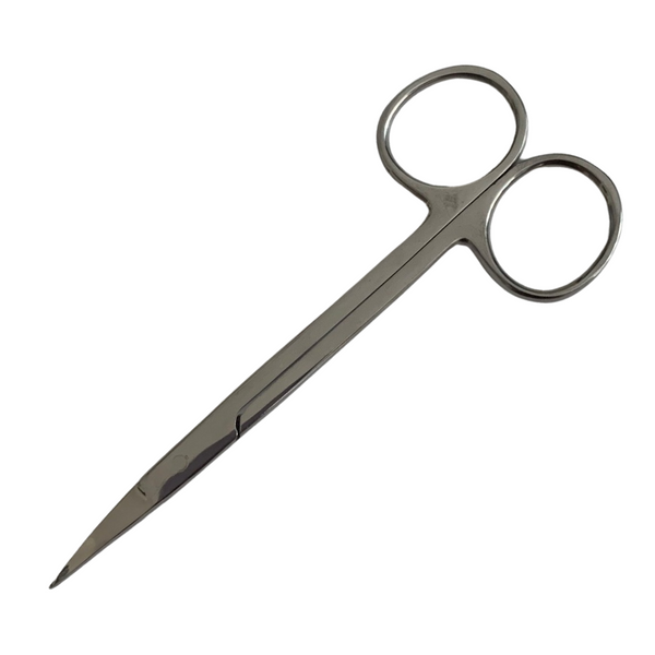 Student Microscopic Scissors, 4.5"L, Polished Stainless Steel, Curved, Sharp Tips. back view