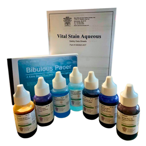 Benz microscope Vital Stains Kit, 7 Common Lab Stains & Bibulous PaperStains and ChemicalsLaboratory_Stains and ChemicalsMade in USABZ0920