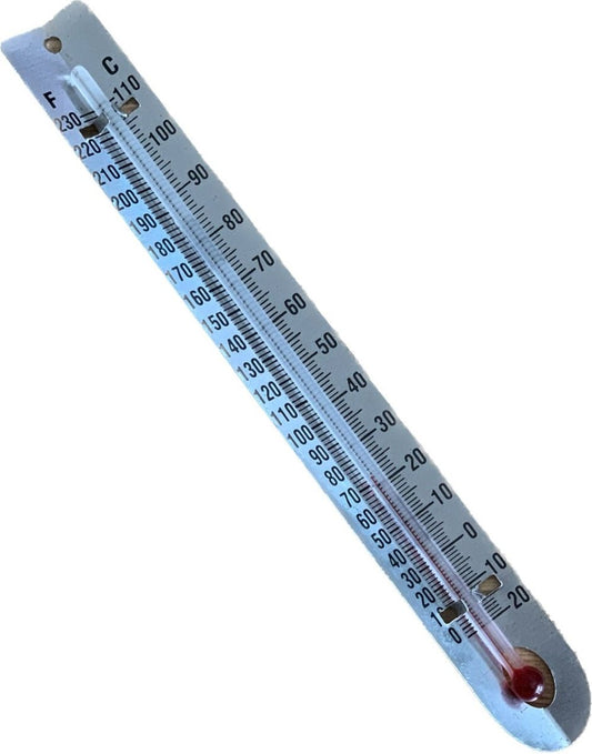 Metal V-Back Laboratory Thermometer, Dual Celcius Fahrenheit