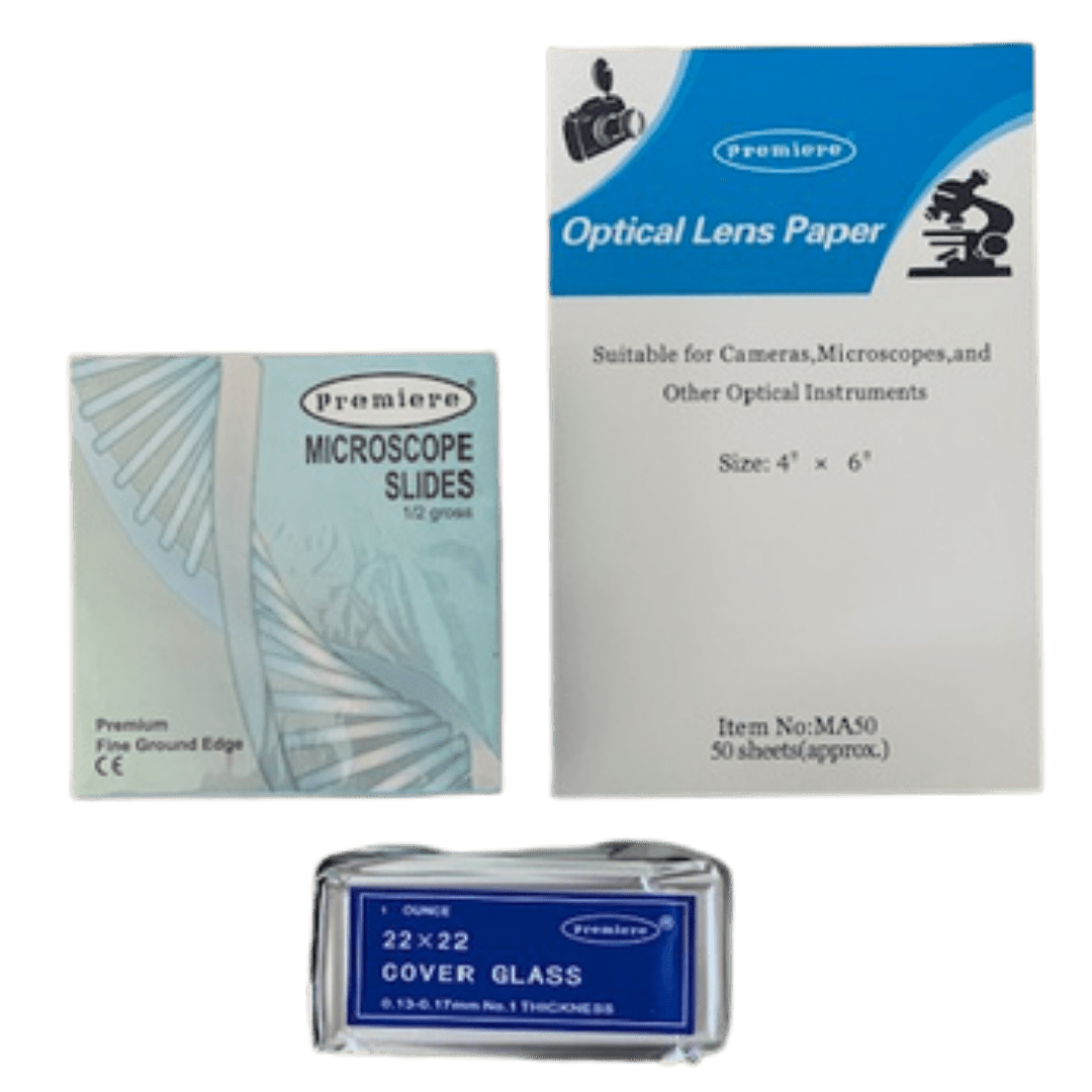 Premium Glass Slides Bundle with Cover Slips and Lens Paper