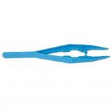 Blue Plastic Forceps, Fine Point with Serrated tips and Guide Pin (#CA1093)