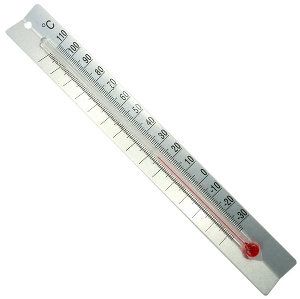 METAL V-BACK THERMOMETER, CELSIUS -30 to 110 DEGREES, 5.75" L (#825) - Benz Microscope Optics Center