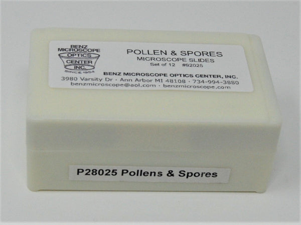 Pollen & Spores Microscope Slides, Set of 12 Individual Specimens (#92025) - Benz Microscope Optics Center