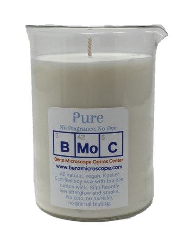 Soy wax candle in glass laboratory beaker. Hand Poured Soy Wax Beaker Candle, 400ml/12 oz, PURE, No Fragrance (#BKC-P)