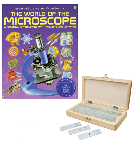 Celestron Prepared Slides with World of the Microscope Book (#44410B, 44411B, 44412B) - Benz Microscope Optics Center