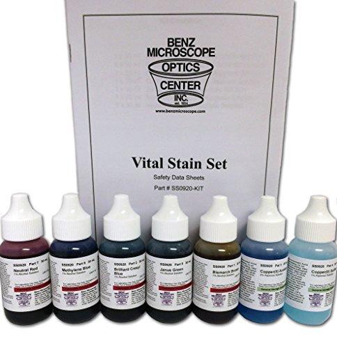 Benz microscope Vital Stains Kit, 7 Common Lab Stains - Benz Microscope Optics Center - BZ0920 -Stains and Chemicals