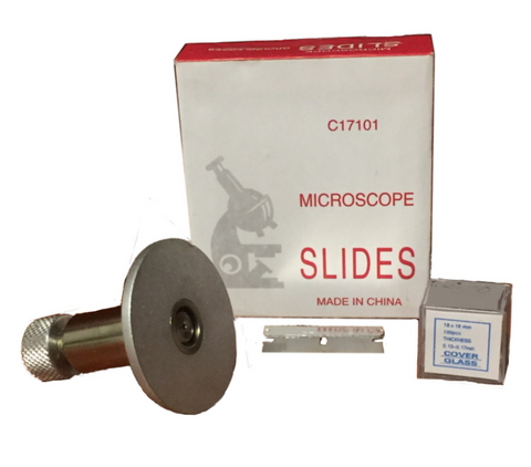 Hand Microtome, Slides, Cover Slips